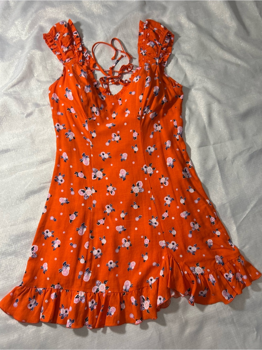 Free People Orange Floral-Trim Sundress Sz. S